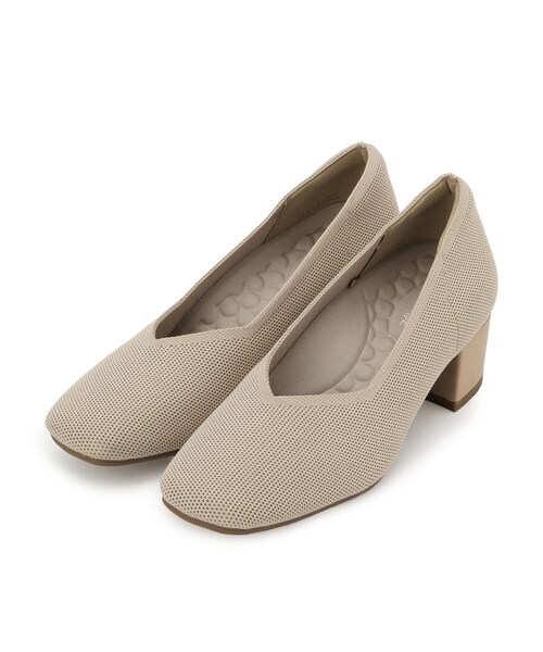 SHOO・LA・RUE(シューラルー)の「【走れる】ニットヒールパンプス(パンプス・レディース・ブラック/ライトベージュ・50/45/35/25)」の2枚目の写真