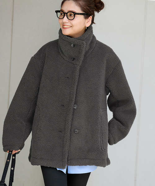 JOURNAL STANDARD(ジャーナルスタンダード)の「《新色あり/追加》エコファーショートブルゾン(ブルゾン・レディース・チャコールグレー/ライトグレー・FREE)」の1枚目の写真