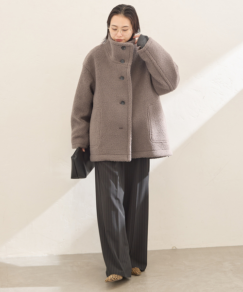 JOURNAL STANDARD(ジャーナルスタンダード)の「《新色あり/追加》エコファーショートブルゾン(ブルゾン・レディース・チャコールグレー/ライトグレー・FREE)」の4枚目の写真