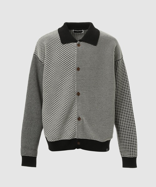PHINGERIN(フィンガリン)の「MULTI KNIT SHIRT JACKET(ニット/セーター・メンズ・ネイビー系1/ブラック×ホワイト/その他2/その他1・L)」の1枚目の写真