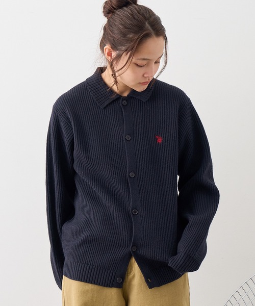 U.S. POLO ASSN.(ユーエスポロアッスン)の「【U.S. POLO ASSN./ユーエスポロアッスン】ワンポイント ダブルホースマン刺繍 メランジポロカーディガン(カーディガン/ボレロ・メンズ・ブラウン/ブルー/ネイビー/アイボリー/ワイン/ブラック・M/L/LL)」の4枚目の写真