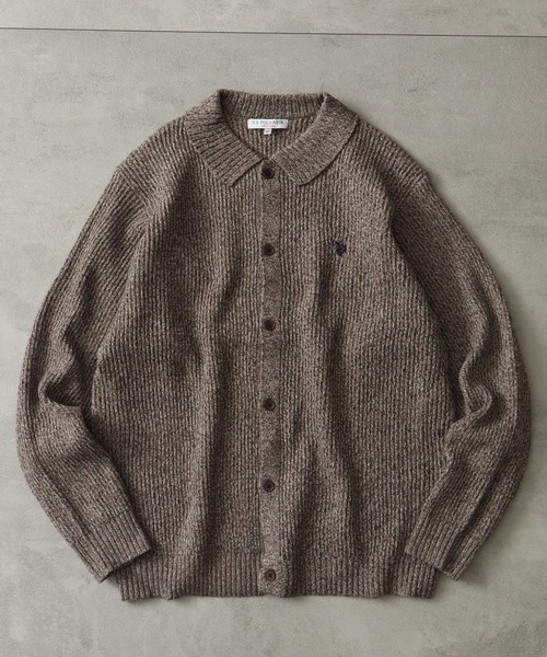 U.S. POLO ASSN.(ユーエスポロアッスン)の「【U.S. POLO ASSN./ユーエスポロアッスン】ワンポイント ダブルホースマン刺繍 メランジポロカーディガン(カーディガン/ボレロ・メンズ・ブラウン/ブルー/ネイビー/アイボリー/ワイン/ブラック・M/L/LL)」の1枚目の写真