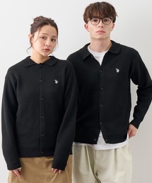 【U.S. POLO ASSN./ユーエスポロアッスン】ワンポイント ダブルホースマン刺繍 メランジポロカーディガン