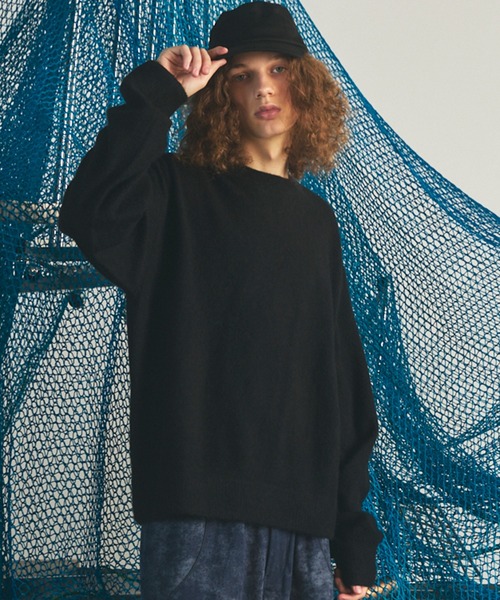 MAISON SPECIAL(メゾンスペシャル)の「《UNISEX》ピュアカシミヤプライムオーバークルーネックニットセーター/Pure Cashmere Prime-Over Crew Neck Knit Sweater【MAISON SPECIAL/メゾンスペシャル】(ニット/セーター・メンズ・ピンク/パープル/ブルー/ブラック・0/2/1)」の2枚目の写真