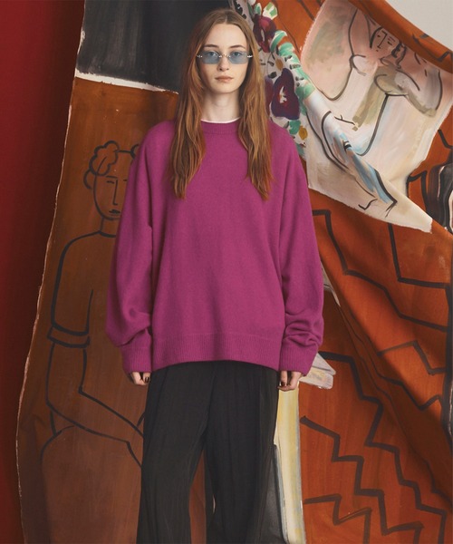 MAISON SPECIAL(メゾンスペシャル)の「《UNISEX》ピュアカシミヤプライムオーバークルーネックニットセーター/Pure Cashmere Prime-Over Crew Neck Knit Sweater【MAISON SPECIAL/メゾンスペシャル】(ニット/セーター・メンズ・ピンク/パープル/ブルー/ブラック・0/2/1)」の9枚目の写真