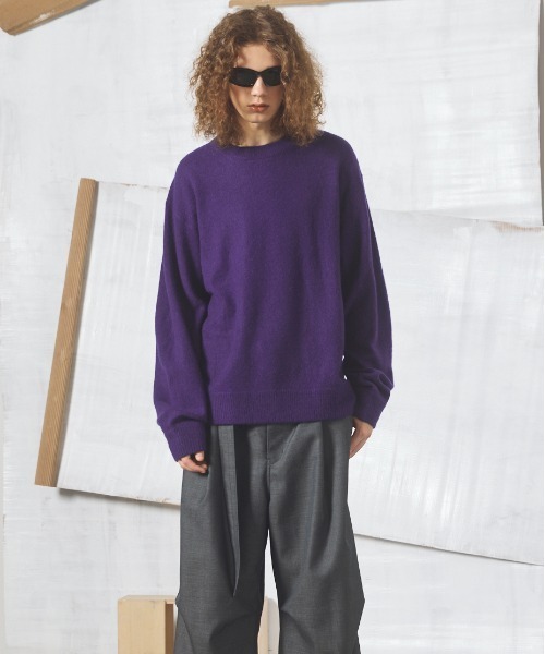 MAISON SPECIAL(メゾンスペシャル)の「《UNISEX》ピュアカシミヤプライムオーバークルーネックニットセーター/Pure Cashmere Prime-Over Crew Neck Knit Sweater【MAISON SPECIAL/メゾンスペシャル】(ニット/セーター・メンズ・ピンク/パープル/ブルー/ブラック・0/2/1)」の6枚目の写真