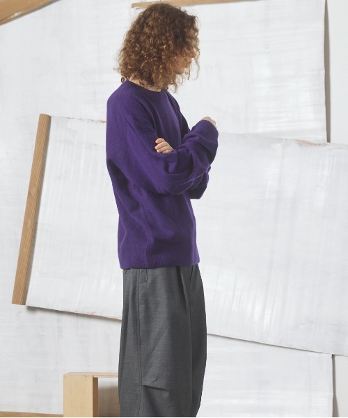 MAISON SPECIAL(メゾンスペシャル)の「《UNISEX》ピュアカシミヤプライムオーバークルーネックニットセーター/Pure Cashmere Prime-Over Crew Neck Knit Sweater【MAISON SPECIAL/メゾンスペシャル】(ニット/セーター・メンズ・ピンク/パープル/ブルー/ブラック・0/2/1)」の7枚目の写真