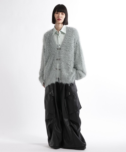 HARE(ハレ)の「ロングフェザーシャギーメタルボタンカーディガン(HARE)(カーディガン/ボレロ・メンズ・ブラック/パープル/グレー・FREE)」の19枚目の写真