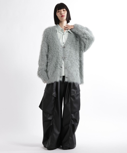 HARE(ハレ)の「ロングフェザーシャギーメタルボタンカーディガン(HARE)(カーディガン/ボレロ・メンズ・ブラック/パープル/グレー・FREE)」の20枚目の写真
