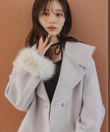 フェイクファー付きワイドカラーショートコート / 1216255100