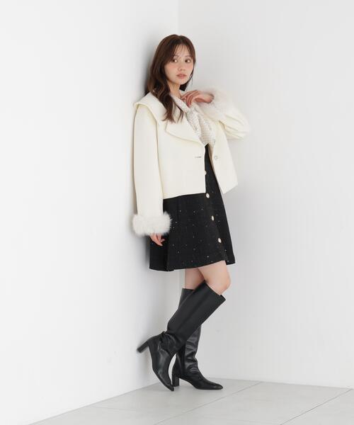 PROPORTION BODY DRESSING(プロポーションボディドレッシング)の「フェイクファー付きワイドカラーショートコート / 1216255100(その他アウター・レディース・ベージュ/ダークグレー/ピンク/ホワイト系その他・MEDIUM/SMALL)」の7枚目の写真