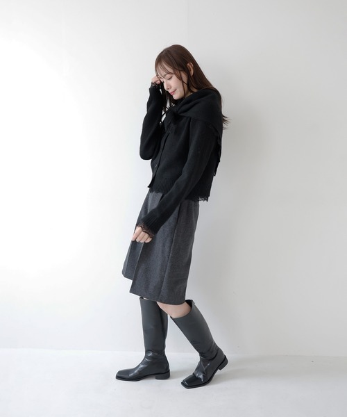 AMUU. PRECIEUSE(アムープレシューズ)の「スカーフセットレーストリムニットカーデ(ニット/セーター・レディース・アイボリー/チャコールグレー/ブラック・FREE)」の17枚目の写真