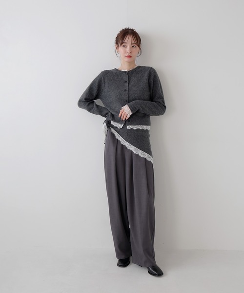 AMUU. PRECIEUSE(アムープレシューズ)の「スカーフセットレーストリムニットカーデ(ニット/セーター・レディース・アイボリー/チャコールグレー/ブラック・FREE)」の11枚目の写真