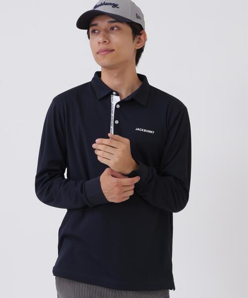 Jack Bunny!!(ジャックバニー)の「HyperHelixポンチ長袖ポロシャツ (MENS)(ポロシャツ・メンズ・ネイビー/ホワイト・LARGE/MEDIUM/X-LARGE)」の2枚目の写真