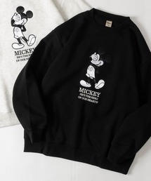 【15】〔Disney/ディズニー〕ベイマックス/ミッキー サガラ刺繍/サテンワッペン/チェックアップリケ刺繍 裏起毛 クルーネックスウェット ユニセックス/メンズ/レディース