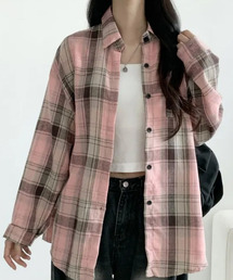 チェック柄ロングシャツ