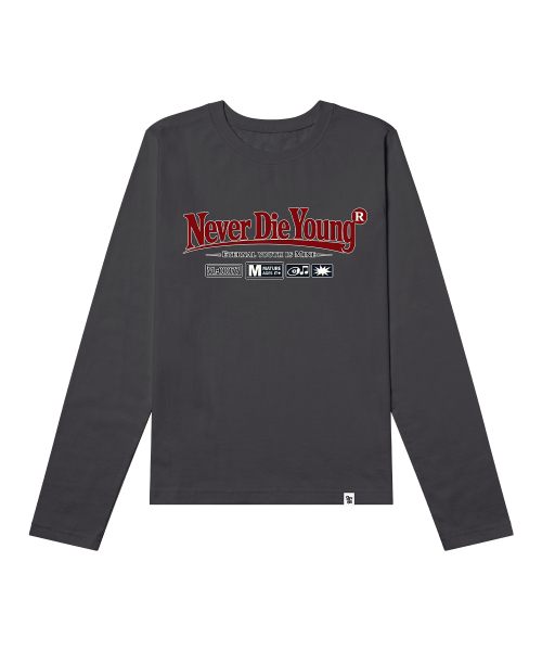 GRAVER ORDINARY(グレイバーオーディナリー)の「ODNR UNISEX Naver Die Young ロングスリーブ長袖Tシャツ_3color(Tシャツ/カットソー・レディース・チャコール/ホワイト/ブラック・LARGE/MEDIUM)」の4枚目の写真