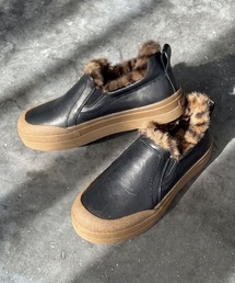 アッシュ【ANEMONE FUR】ファースリッポン レオパード柄 厚底スニーカー 3cmヒール