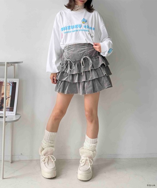 AS KNOW AS plus(アズノゥアズプラス)の「☆アクリルキーホルダー付き しずくちゃん 袖刺繍ロンT 【しずくちゃん】(Tシャツ/カットソー・レディース・スミクロ/オフホワイト/サックスブルー・FREE)」の19枚目の写真