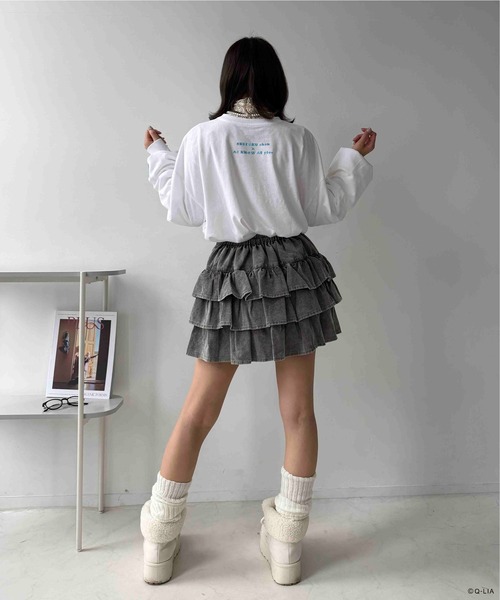 AS KNOW AS plus(アズノゥアズプラス)の「☆アクリルキーホルダー付き しずくちゃん 袖刺繍ロンT 【しずくちゃん】(Tシャツ/カットソー・レディース・スミクロ/オフホワイト/サックスブルー・FREE)」の20枚目の写真