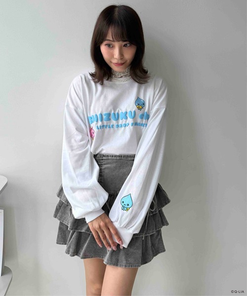 AS KNOW AS plus(アズノゥアズプラス)の「☆アクリルキーホルダー付き しずくちゃん 袖刺繍ロンT 【しずくちゃん】(Tシャツ/カットソー・レディース・スミクロ/オフホワイト/サックスブルー・FREE)」の17枚目の写真