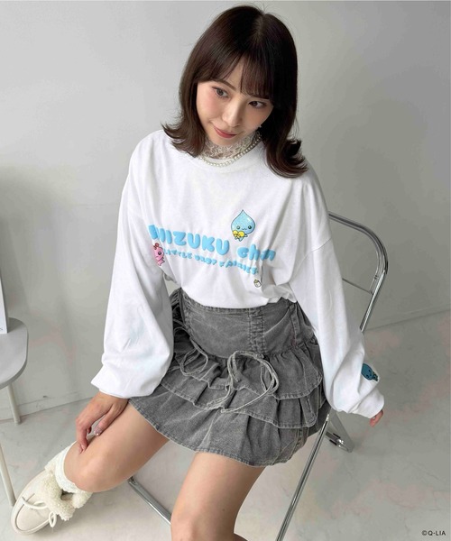 AS KNOW AS plus(アズノゥアズプラス)の「☆アクリルキーホルダー付き しずくちゃん 袖刺繍ロンT 【しずくちゃん】(Tシャツ/カットソー・レディース・スミクロ/オフホワイト/サックスブルー・FREE)」の12枚目の写真