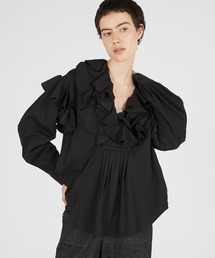 ダブルフロントラッフルカラーブラウス / 【crinkle crinkle crinkle】 double front ruffle collar blouse