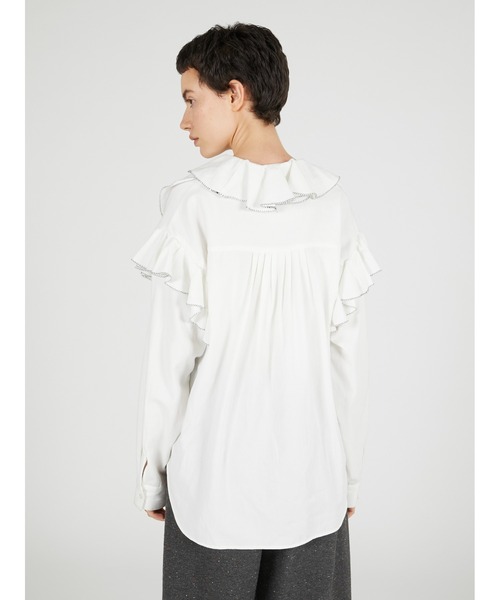 crinkle crinkle crinkle(クリンクルクリンクルクリンクル)の「ダブルフロントラッフルカラーブラウス / 【crinkle crinkle crinkle】 double front ruffle collar blouse(シャツ/ブラウス・レディース・ホワイト/ブラック・FREE)」の8枚目の写真