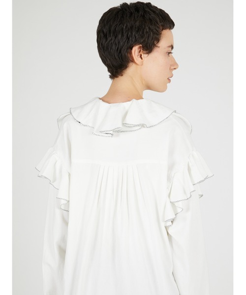 crinkle crinkle crinkle(クリンクルクリンクルクリンクル)の「ダブルフロントラッフルカラーブラウス / 【crinkle crinkle crinkle】 double front ruffle collar blouse(シャツ/ブラウス・レディース・ホワイト/ブラック・FREE)」の9枚目の写真