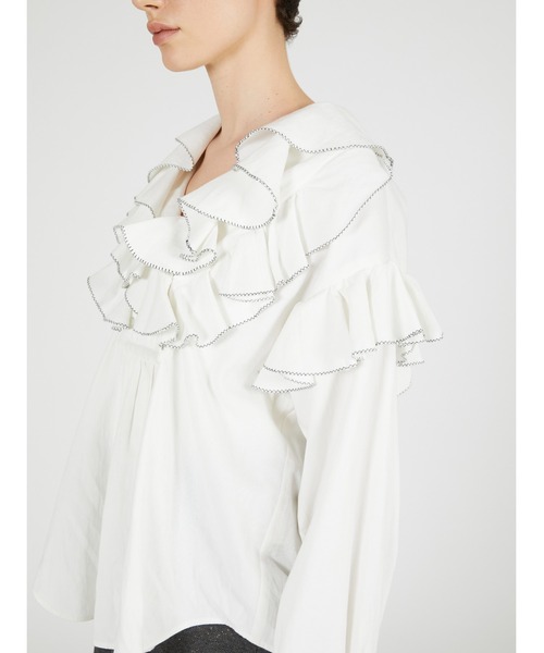 crinkle crinkle crinkle(クリンクルクリンクルクリンクル)の「ダブルフロントラッフルカラーブラウス / 【crinkle crinkle crinkle】 double front ruffle collar blouse(シャツ/ブラウス・レディース・ホワイト/ブラック・FREE)」の11枚目の写真