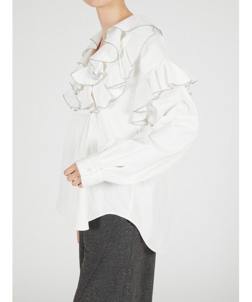 crinkle crinkle crinkle(クリンクルクリンクルクリンクル)の「ダブルフロントラッフルカラーブラウス / 【crinkle crinkle crinkle】 double front ruffle collar blouse(シャツ/ブラウス・レディース・ホワイト/ブラック・FREE)」の12枚目の写真