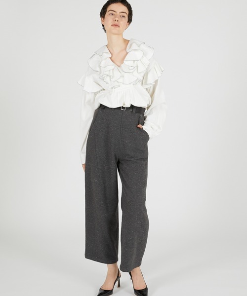 crinkle crinkle crinkle(クリンクルクリンクルクリンクル)の「ダブルフロントラッフルカラーブラウス / 【crinkle crinkle crinkle】 double front ruffle collar blouse(シャツ/ブラウス・レディース・ホワイト/ブラック・FREE)」の13枚目の写真