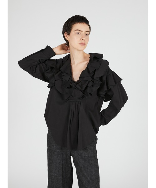 crinkle crinkle crinkle(クリンクルクリンクルクリンクル)の「ダブルフロントラッフルカラーブラウス / 【crinkle crinkle crinkle】 double front ruffle collar blouse(シャツ/ブラウス・レディース・ホワイト/ブラック・FREE)」の17枚目の写真
