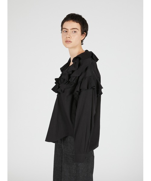 crinkle crinkle crinkle(クリンクルクリンクルクリンクル)の「ダブルフロントラッフルカラーブラウス / 【crinkle crinkle crinkle】 double front ruffle collar blouse(シャツ/ブラウス・レディース・ホワイト/ブラック・FREE)」の19枚目の写真