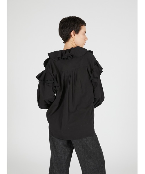 crinkle crinkle crinkle(クリンクルクリンクルクリンクル)の「ダブルフロントラッフルカラーブラウス / 【crinkle crinkle crinkle】 double front ruffle collar blouse(シャツ/ブラウス・レディース・ホワイト/ブラック・FREE)」の20枚目の写真