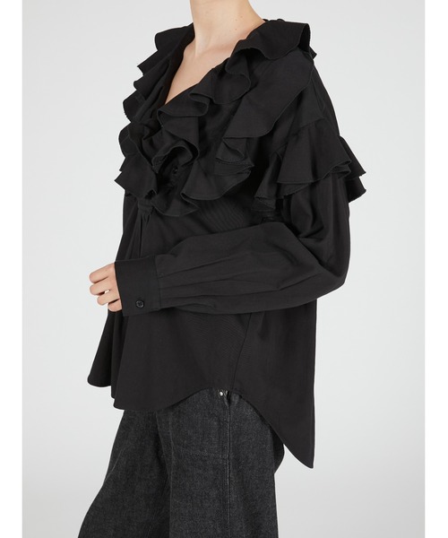 crinkle crinkle crinkle(クリンクルクリンクルクリンクル)の「ダブルフロントラッフルカラーブラウス / 【crinkle crinkle crinkle】 double front ruffle collar blouse(シャツ/ブラウス・レディース・ホワイト/ブラック・FREE)」の21枚目の写真