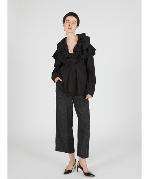 crinkle crinkle crinkle(クリンクルクリンクルクリンクル)の「ダブルフロントラッフルカラーブラウス / 【crinkle crinkle crinkle】 double front ruffle collar blouse(シャツ/ブラウス・レディース・ホワイト/ブラック・FREE)」の22枚目の写真