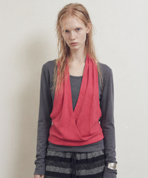 SIMONE DRAPED HALTER TOP_CHARCOAL