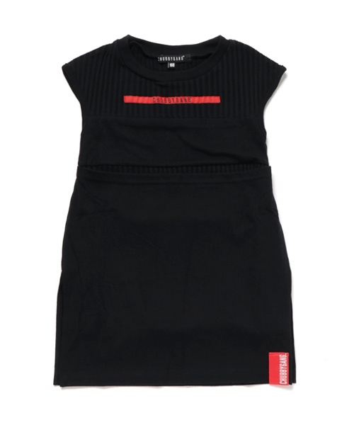 CHUBBYGANG（チャビーギャング）の「ワイドテレコレイヤードワンピース（ワンピース・キッズ・ブラック/ライトグレー・150/120/140/160/110/130/100）」の2枚目の写真