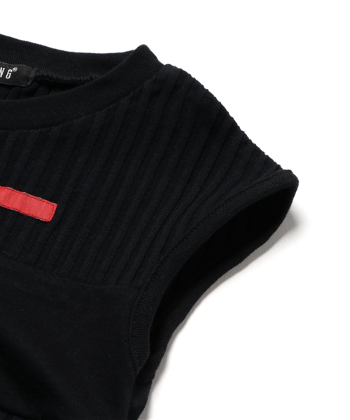 CHUBBYGANG（チャビーギャング）の「ワイドテレコレイヤードワンピース（ワンピース・キッズ・ブラック/ライトグレー・150/120/140/160/110/130/100）」の9枚目の写真