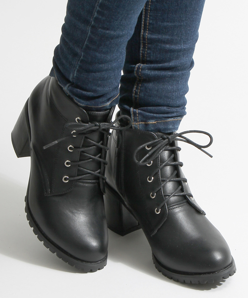 WEGO（ウィゴー）の「WEGO/レースアップショートブーツ（ブーツ・レディース・ブラウン/ブラック/ブラック系その他・MEDIUM/LARGE）」の2枚目の写真