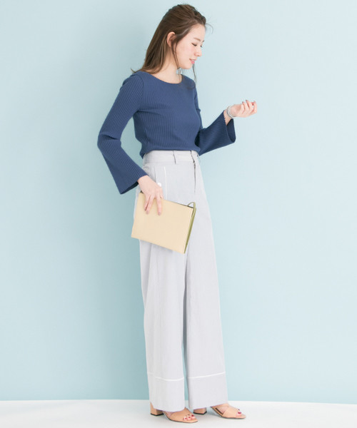 URBAN RESEARCH（アーバンリサーチ）の「 UR 袖フレアリブカットソー（Tシャツ/カットソー・レディース・ネイビー/オフホワイト/ブルー/ライトピンク/ライトグレー・FREE）」の22枚目の写真