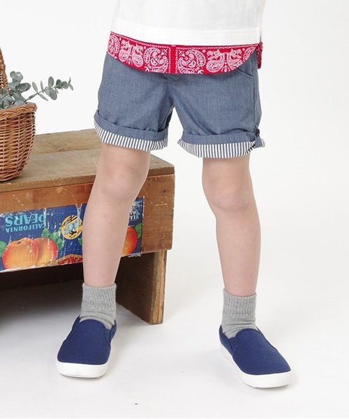 apres les cours(アプレレクール)の「裾折り返しハーフパンツ ショート丈(その他パンツ・キッズ・ブラック/カーキ/ネイビー・140/100/120/80/90/110/130)」の1枚目の写真
