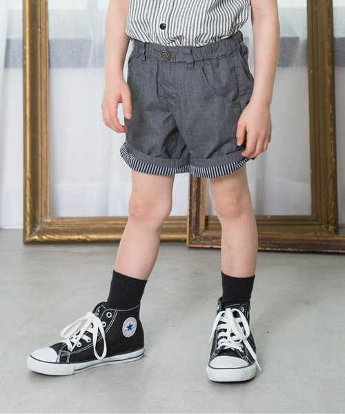apres les cours(アプレレクール)の「裾折り返しハーフパンツ ショート丈(その他パンツ・キッズ・ブラック/カーキ/ネイビー・140/100/120/80/90/110/130)」の2枚目の写真