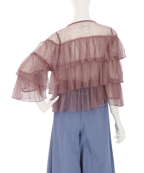 merry jenny（メリージェニー）の「エアリーフリルカーディガン（シャツ/ブラウス・レディース・ブラック/ライトブルー/ピンク・FREE）」の6枚目の写真