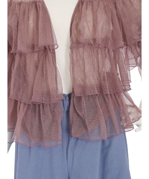 merry jenny（メリージェニー）の「エアリーフリルカーディガン（シャツ/ブラウス・レディース・ブラック/ライトブルー/ピンク・FREE）」の9枚目の写真