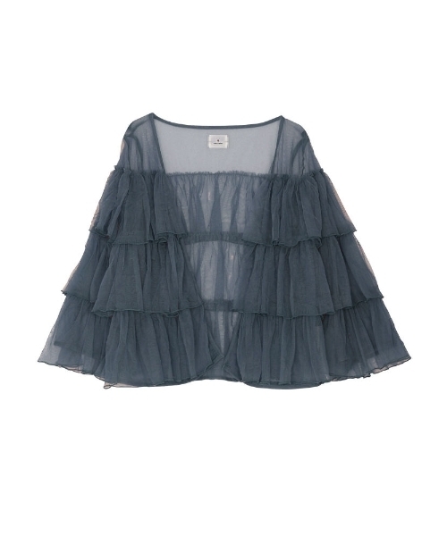 merry jenny（メリージェニー）の「エアリーフリルカーディガン（シャツ/ブラウス・レディース・ブラック/ライトブルー/ピンク・FREE）」の13枚目の写真