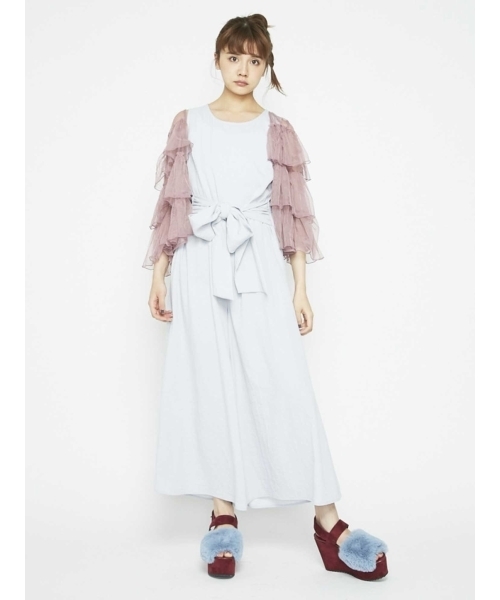 merry jenny（メリージェニー）の「エアリーフリルカーディガン（シャツ/ブラウス・レディース・ブラック/ライトブルー/ピンク・FREE）」の14枚目の写真