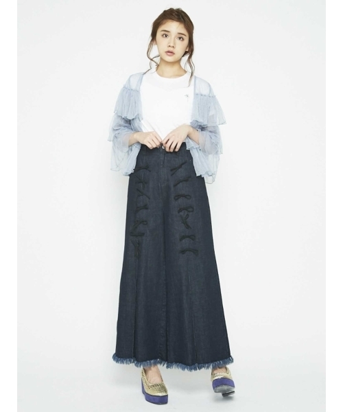 merry jenny（メリージェニー）の「エアリーフリルカーディガン（シャツ/ブラウス・レディース・ブラック/ライトブルー/ピンク・FREE）」の8枚目の写真