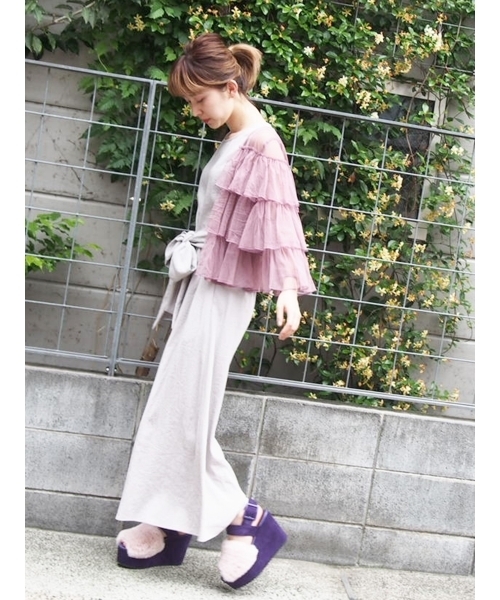 merry jenny（メリージェニー）の「エアリーフリルカーディガン（シャツ/ブラウス・レディース・ブラック/ライトブルー/ピンク・FREE）」の15枚目の写真